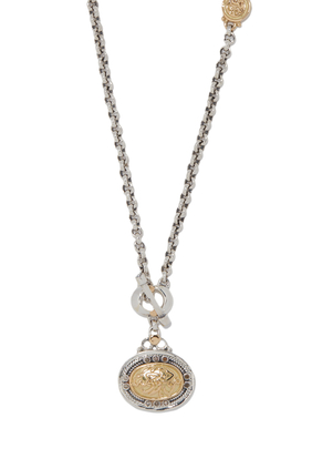 T-Lock Calligraphy Necklace, with Pearl and Champaign Diamond